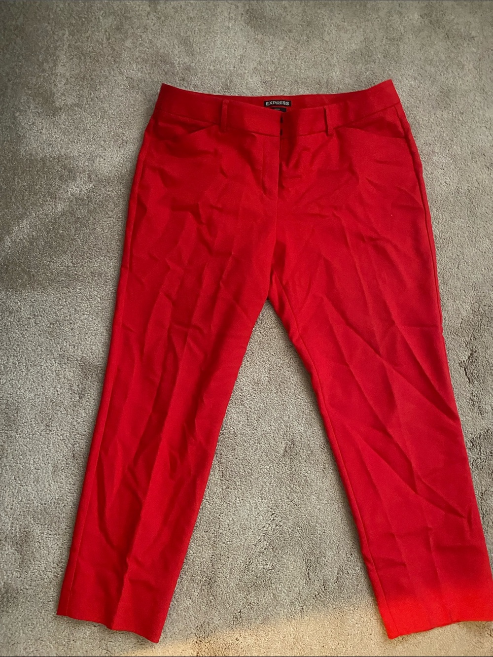 Express Red Straight-Leg Cropped Pants